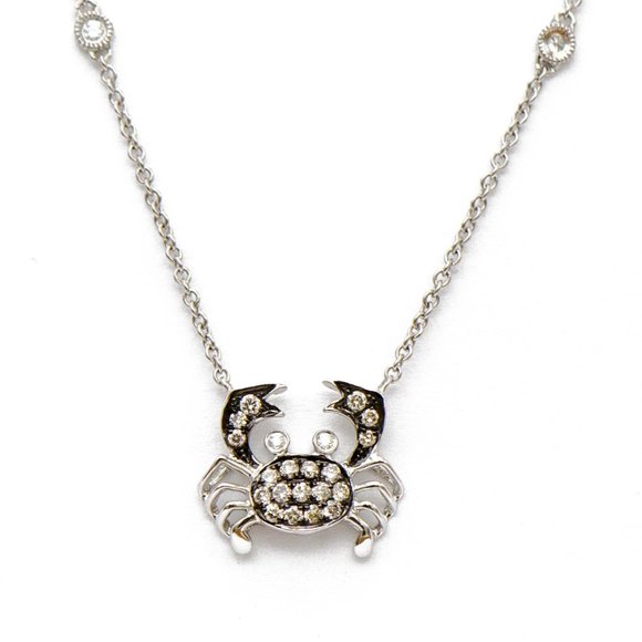 Perfect for sea lovers and those who cherish unique  Diamond Crab Necklace in White Gold